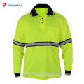 Wholesale Guaranteed Quality 100% Polyester Safety T-shirt Long Sleeve Hi Vis Reflective Polo Shirts with Pen Pocket